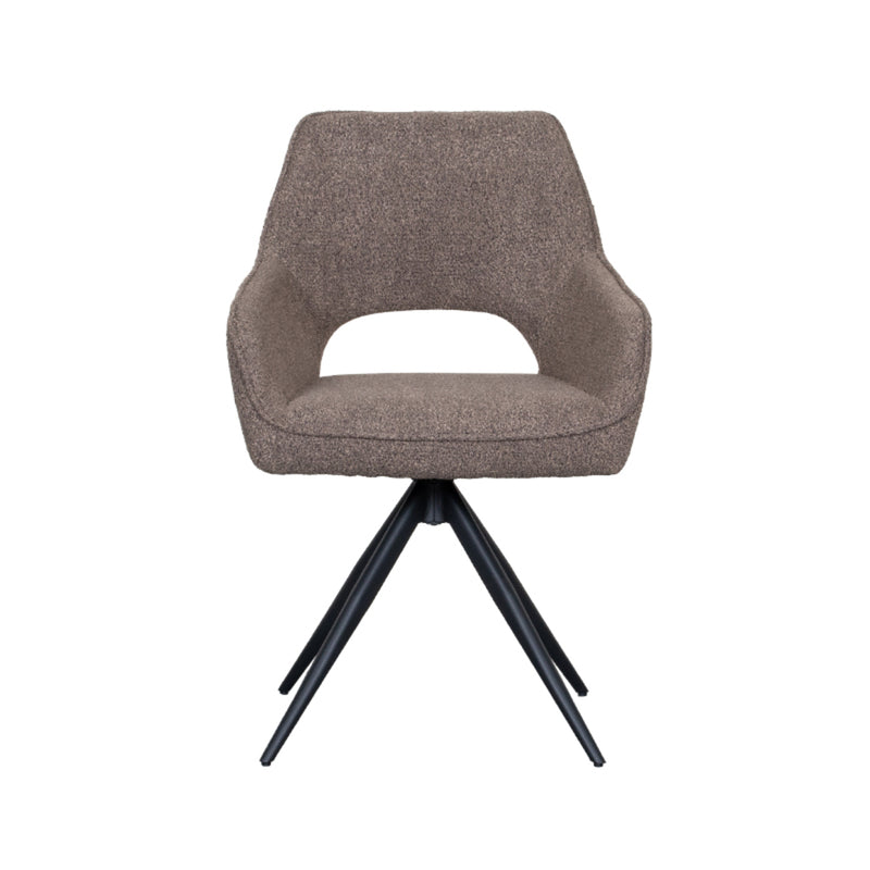 Eetkamerstoel Finley Bruin Boucle Draaibaar 60x59x91 cm-Eetkamerstoelen-LABEL51