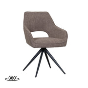 Eetkamerstoel Finley Bruin Boucle Draaibaar 60x59x91 cm-Eetkamerstoelen-LABEL51