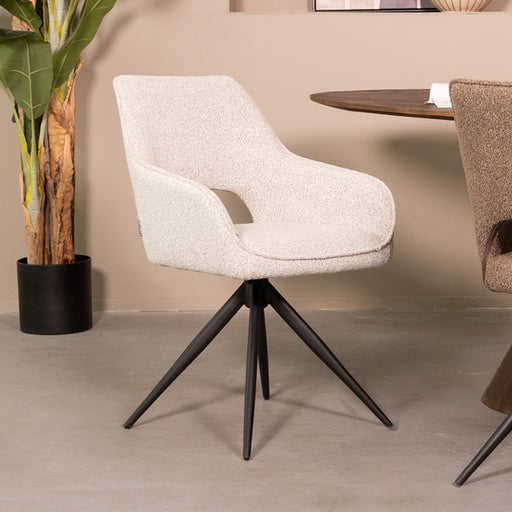 Eetkamerstoel Finley - Champagne - Boucle - Draaibaar-Eetkamerstoelen-LABEL51