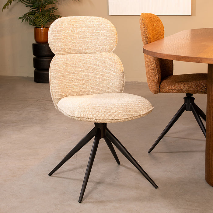 Eetkamerstoel Finn Naturel Royal Boucle Draaibaar 49x62x91 cm-Eetkamerstoelen-LABEL51