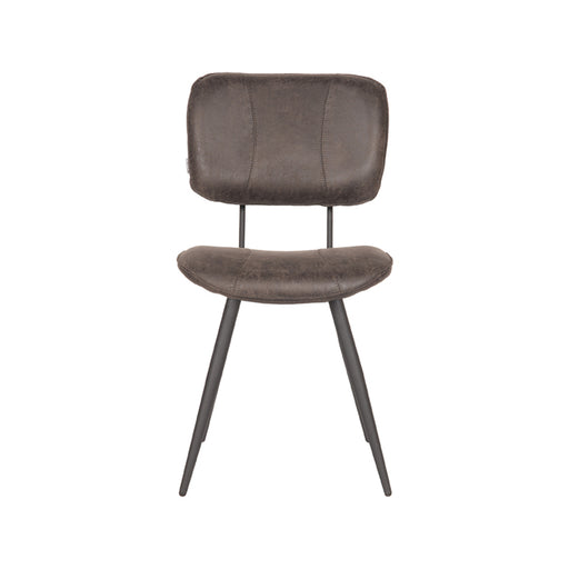 Eetkamerstoel Fos Antraciet Leder 49x60x87 cm-Eetkamerstoelen-LABEL51