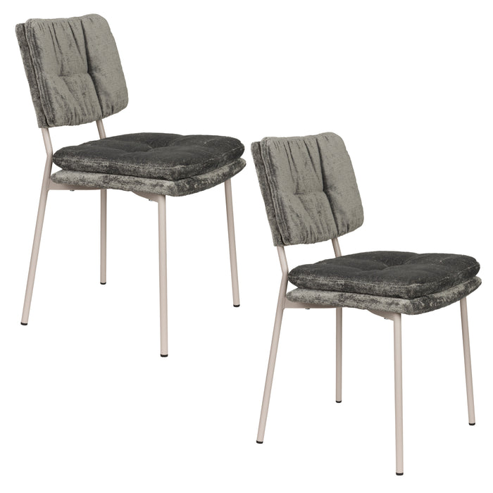 Eetkamerstoel Franck Polyester Grijs 52.5x44 cm-Eetkamerstoelen-Creating Home