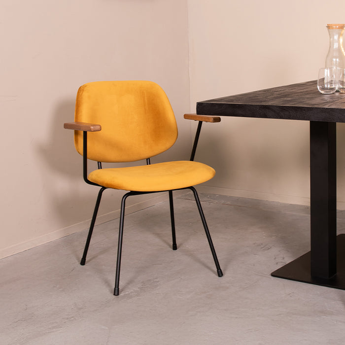Eetkamerstoel Gastron - Oker - Fluweel-Eetkamerstoelen-LABEL51