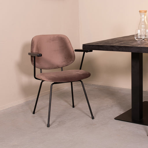 Eetkamerstoel Gastron - Taupe - Fluweel-Eetkamerstoelen-LABEL51