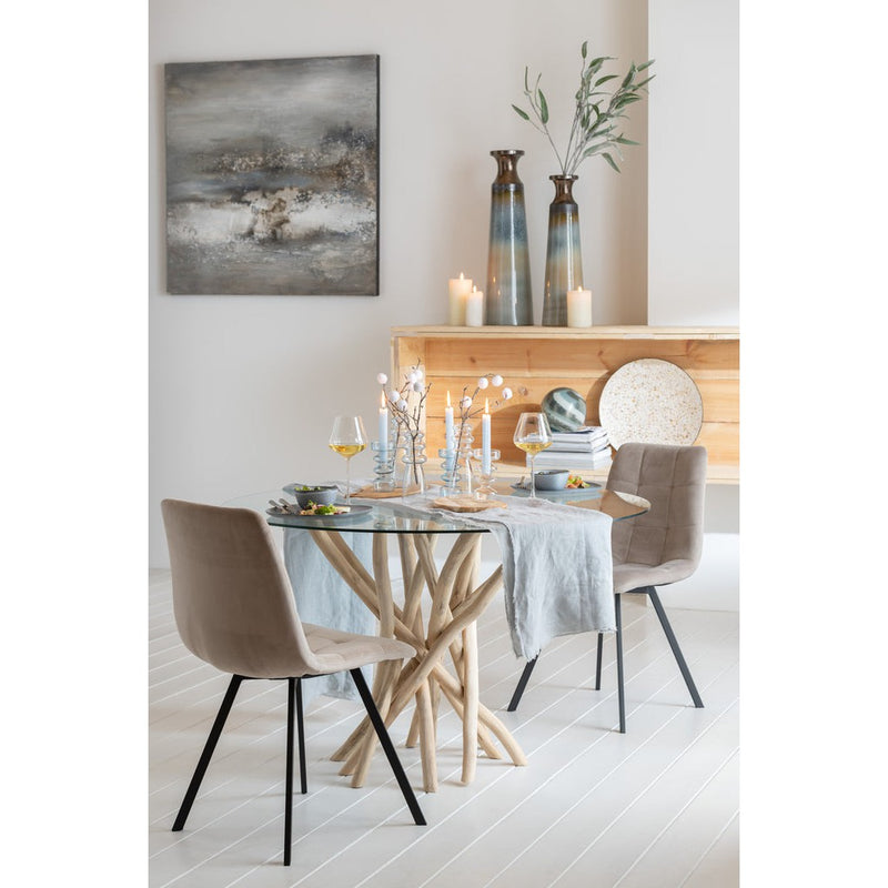 Eetkamerstoel Grijs Polyester 47 cm 47x55x82 cm 15468-Eetkamerstoelen-J-Line