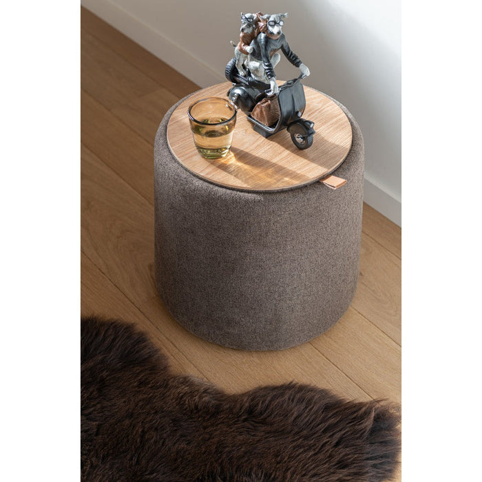 Eetkamerstoel Grijs Stof Rond 42 cm - Grijs/greige - 25047-Eetkamerstoelen-J-Line