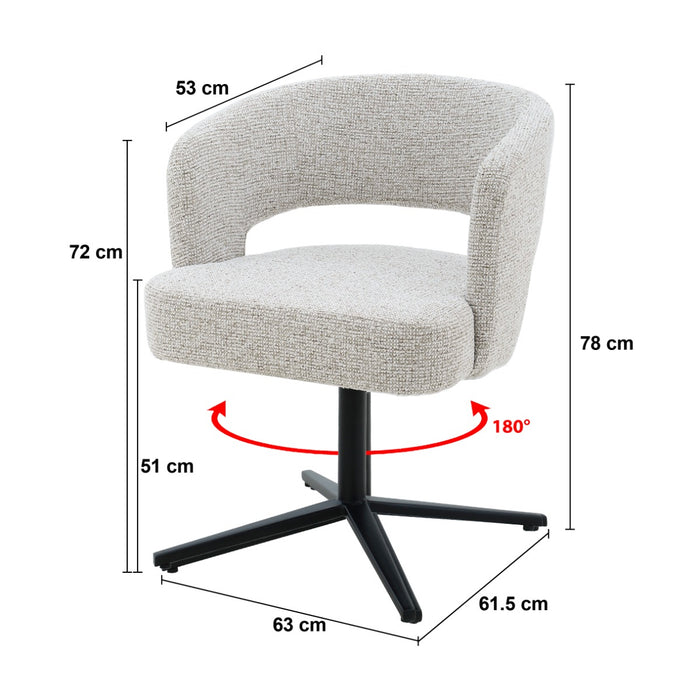 Eetkamerstoel Isabel Beige Draaibaar 63 cm 63x62x78 cm-Eetkamerstoelen-Livingfurn