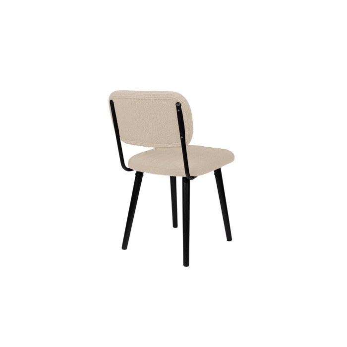Eetkamerstoel Jake Off White Bouclé Polyacrylic Wit 56x46 cm-Eetkamerstoelen-Creating Home