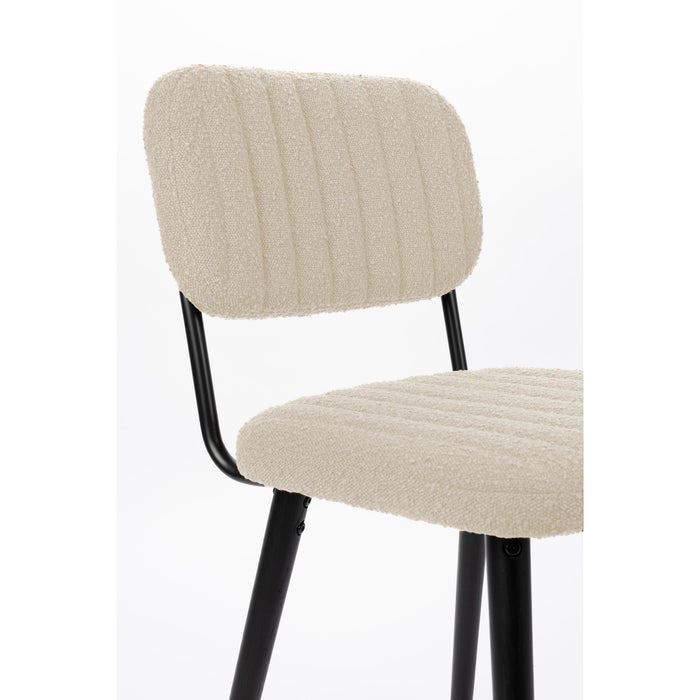 Eetkamerstoel Jake Off White Bouclé Polyacrylic Wit 56x46 cm-Eetkamerstoelen-Creating Home