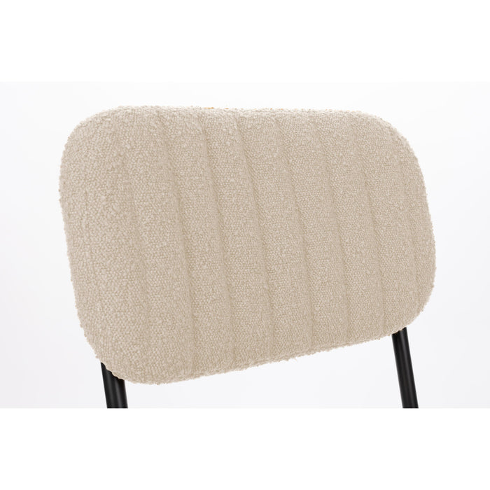 Eetkamerstoel Jake Off White Bouclé Polyacrylic Wit 56x46 cm-Eetkamerstoelen-Creating Home