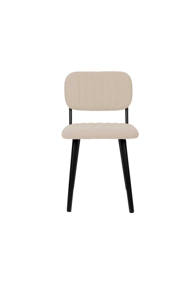 Eetkamerstoel Jake Off White Bouclé Polyacrylic Wit 56x46 cm-Eetkamerstoelen-Creating Home