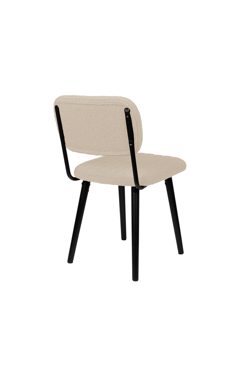 Eetkamerstoel Jake Off White Bouclé Polyacrylic Wit 56x46 cm-Eetkamerstoelen-Creating Home