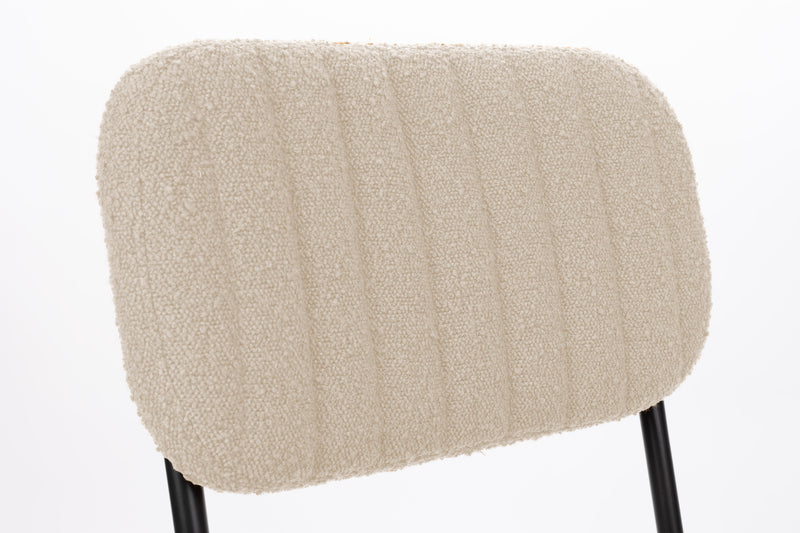 Eetkamerstoel Jake Off White Bouclé Polyacrylic Wit 56x46 cm-Eetkamerstoelen-Creating Home
