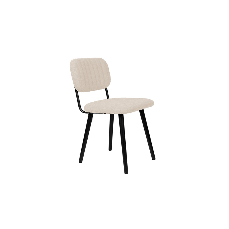 Eetkamerstoel Jake Off White Bouclé Polyacrylic Wit 56x46 cm-Eetkamerstoelen-Creating Home