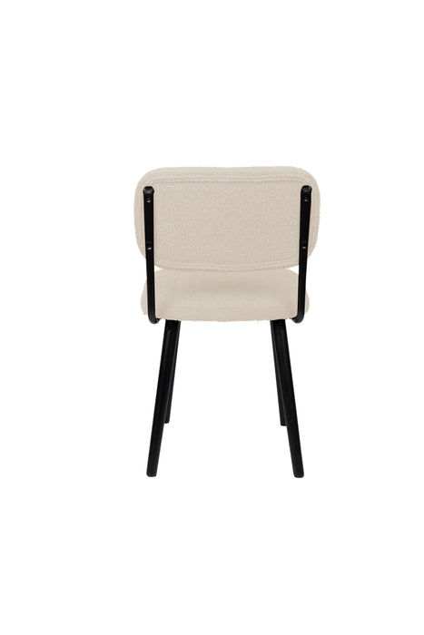 Eetkamerstoel Jake Off White Bouclé Polyacrylic Wit 56x46 cm-Fauteuils-Creating Home