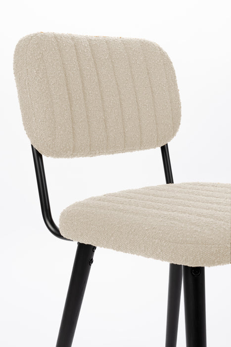 Eetkamerstoel Jake Off White Bouclé Polyacrylic Wit 56x46 cm-Fauteuils-Creating Home