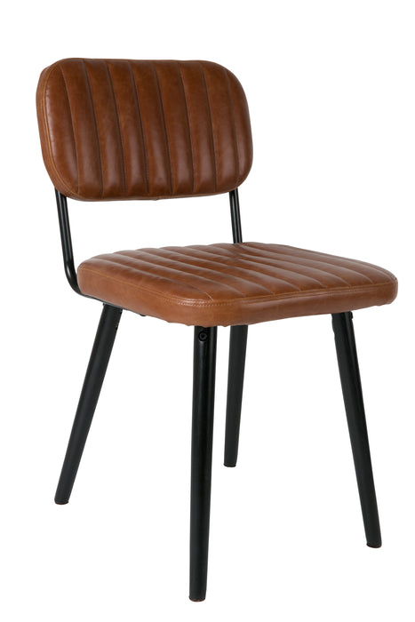 Eetkamerstoel Jake Worn PU Leather Bruin 58x46 cm-Eetkamerstoelen-Creating Home