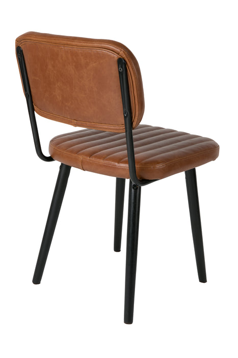 Eetkamerstoel Jake Worn PU Leather Bruin 58x46 cm-Eetkamerstoelen-Creating Home