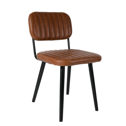 Eetkamerstoel Jake Worn PU Leather Bruin 58x46 cm-Eetkamerstoelen-Creating Home