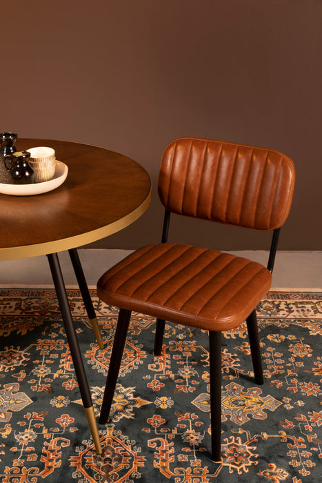 Eetkamerstoel Jake Worn PU Leather Bruin 58x46 cm-Fauteuils-Creating Home