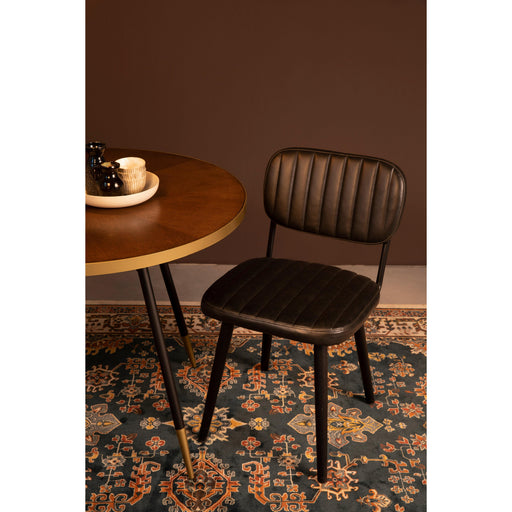 Eetkamerstoel Jake Worn PU Leather Zwart 58x46 cm-Eetkamerstoelen-Creating Home
