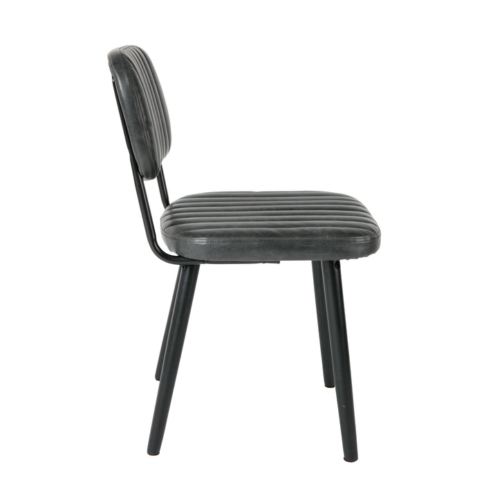 Eetkamerstoel Jake Worn PU Leather Zwart 58x46 cm-Eetkamerstoelen-Creating Home