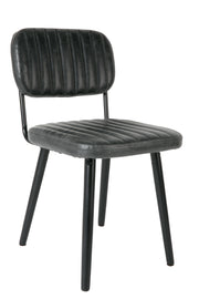 Eetkamerstoel Jake Worn PU Leather Zwart 58x46 cm-Eetkamerstoelen-Creating Home