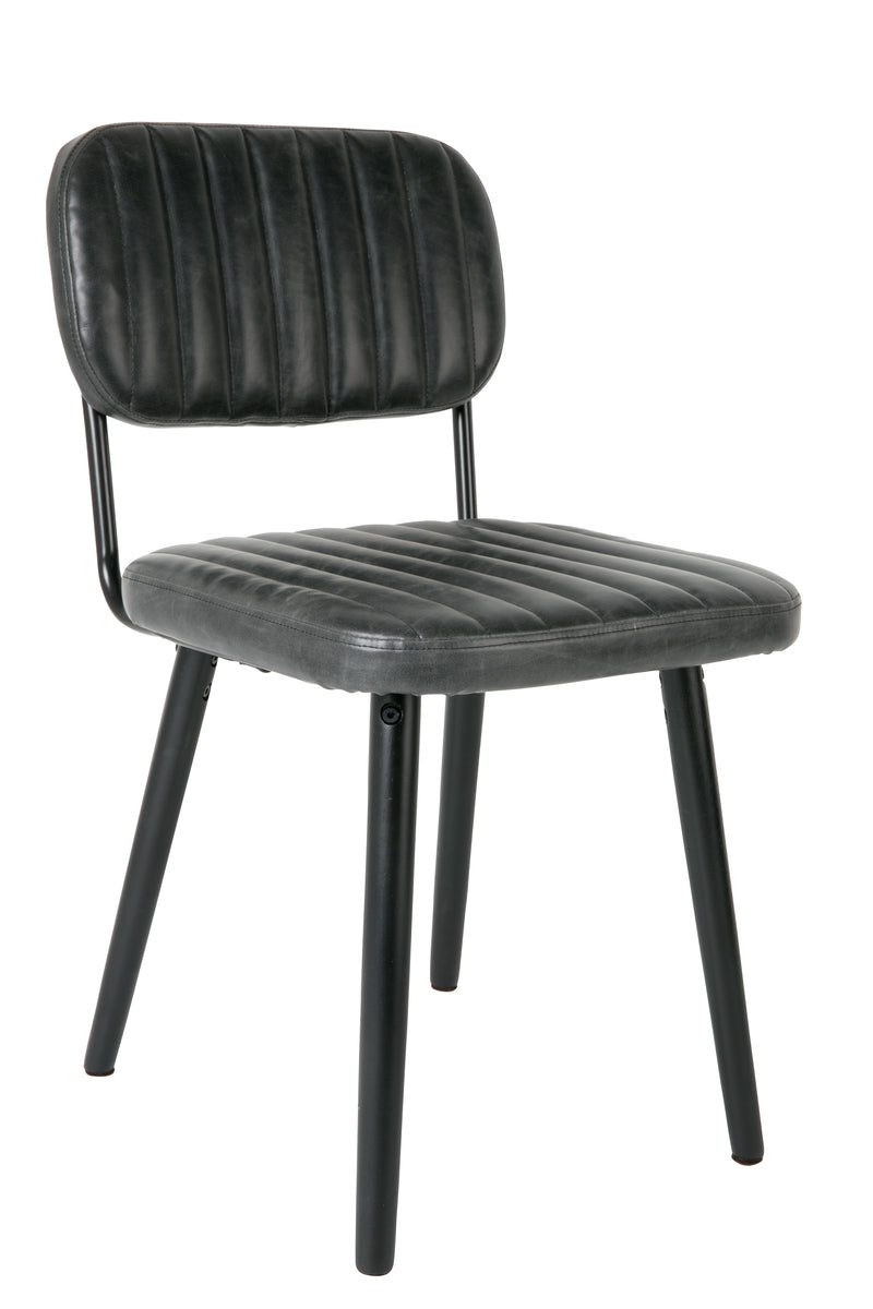 Eetkamerstoel Jake Worn PU Leather Zwart 58x46 cm-Eetkamerstoelen-Creating Home