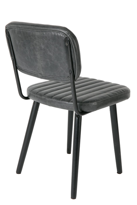 Eetkamerstoel Jake Worn PU Leather Zwart 58x46 cm-Eetkamerstoelen-Creating Home