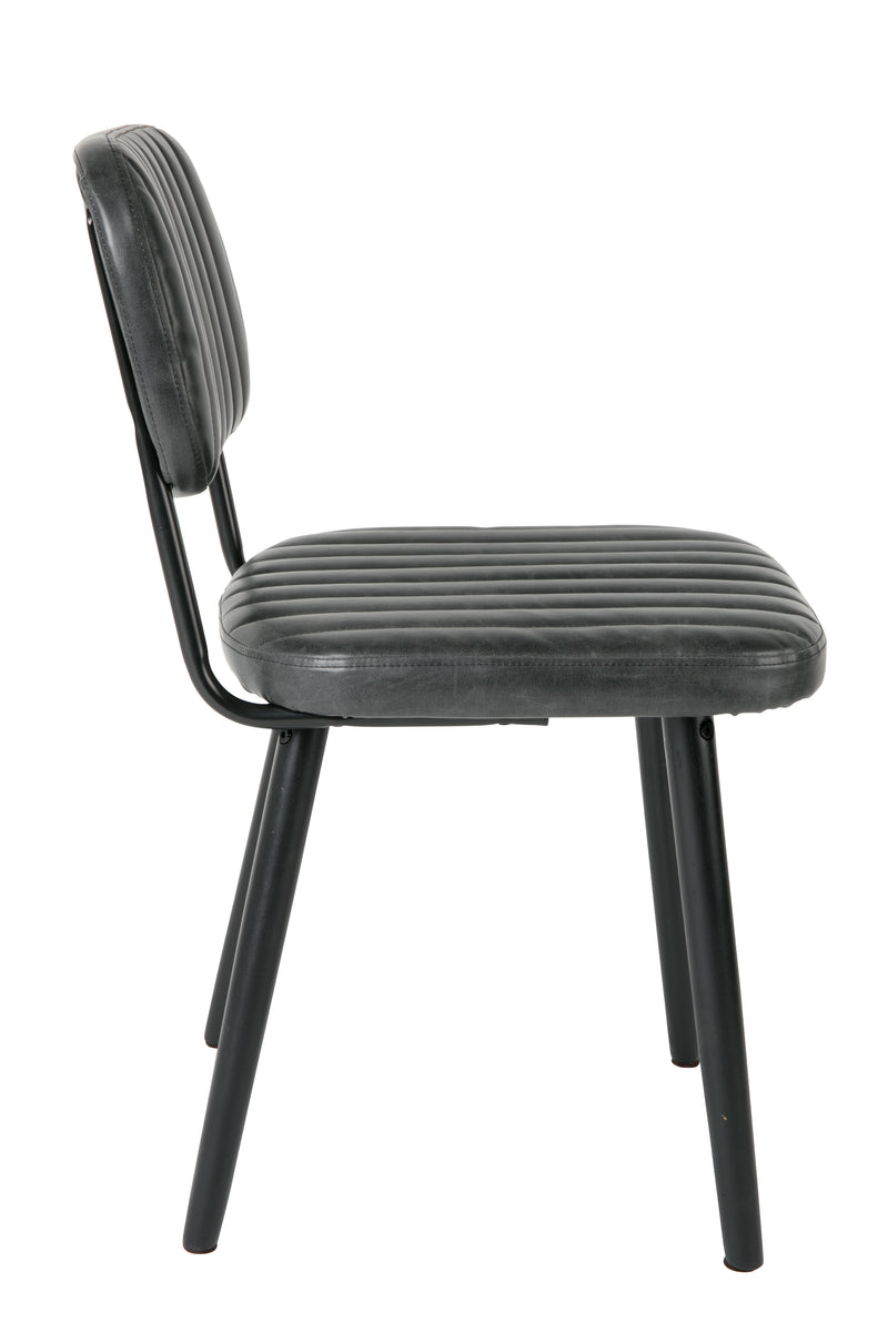 Eetkamerstoel Jake Worn PU Leather Zwart 58x46 cm-Eetkamerstoelen-Creating Home