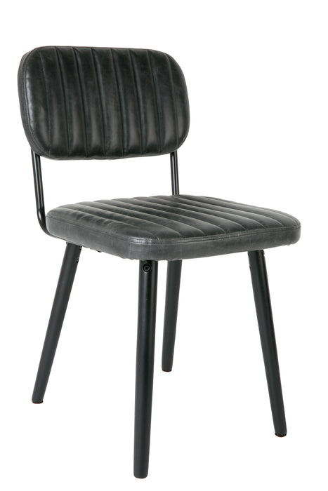 Eetkamerstoel Jake Worn PU Leather Zwart 58x46 cm-Fauteuils-Creating Home