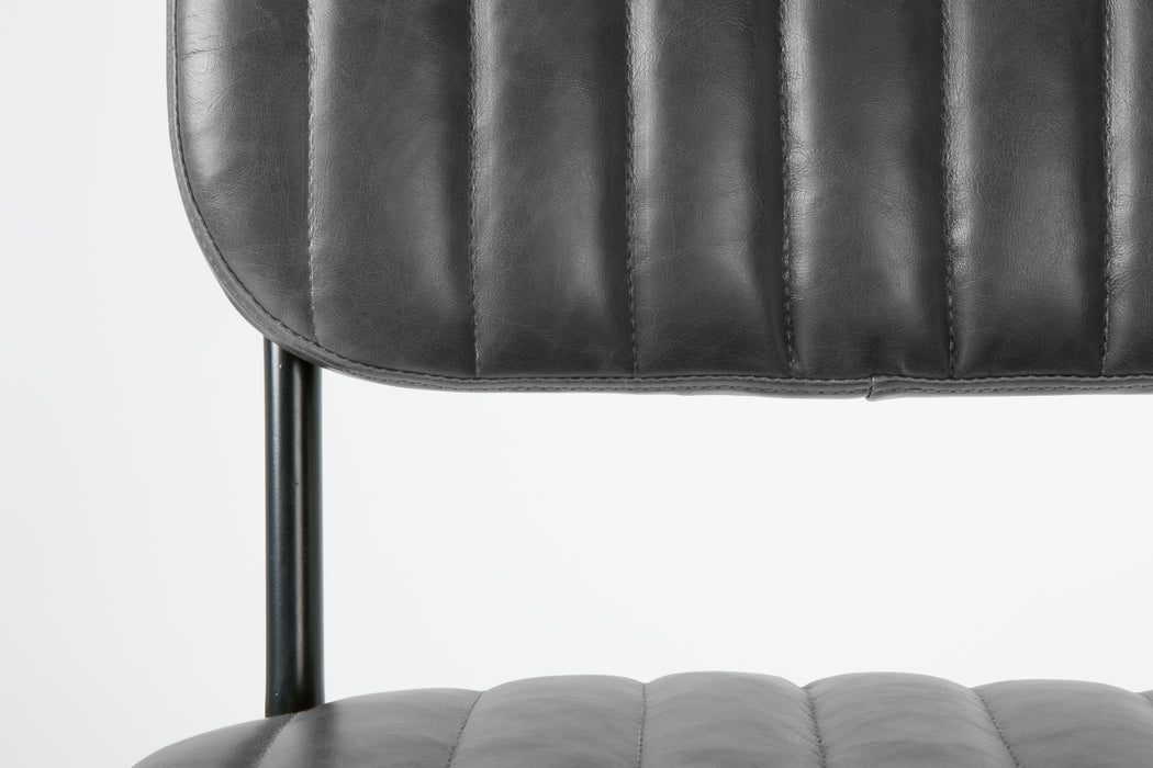 Eetkamerstoel Jake Worn PU Leather Zwart 58x46 cm-Fauteuils-Creating Home