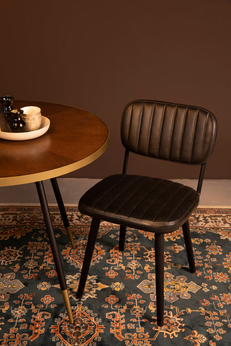 Eetkamerstoel Jake Worn PU Leather Zwart 58x46 cm-Fauteuils-Creating Home