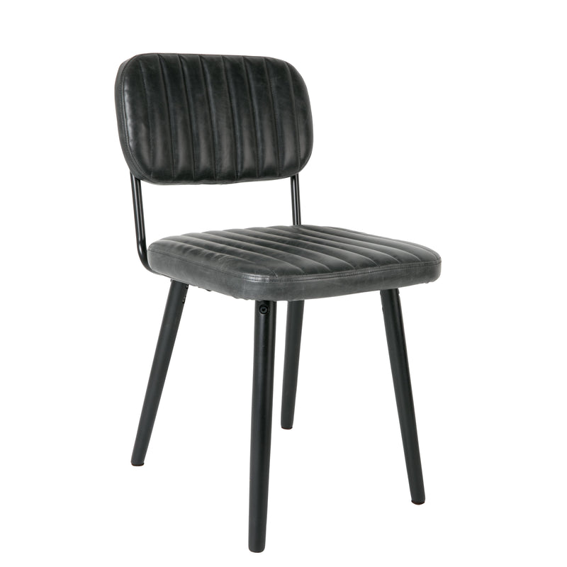 Eetkamerstoel Jake Worn PU Leather Zwart 58x46 cm-Eetkamerstoelen-Creating Home