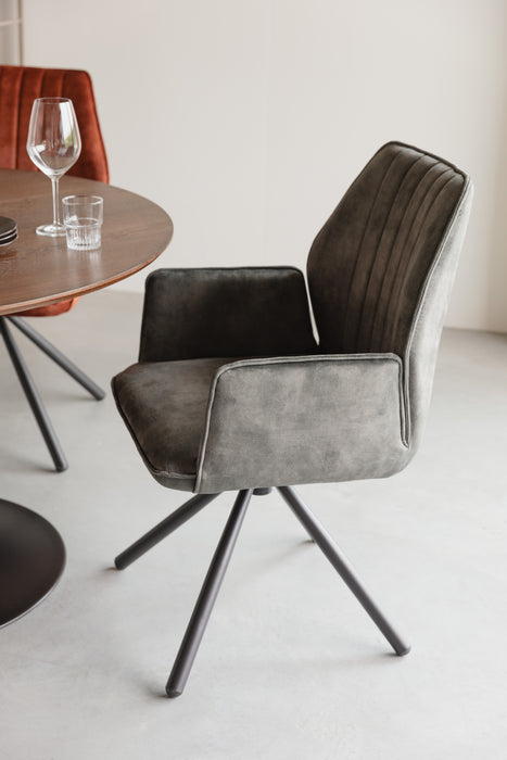 Eetkamerstoel Jamie Moss Plyhout,Polyester Groen 61x56 cm-Eetkamerstoelen-Creating Home