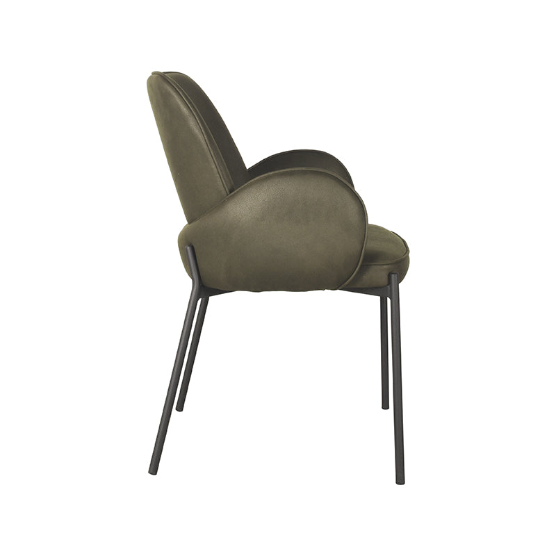 Eetkamerstoel Jari Army Microvezel 55x60x86 cm-Eetkamerstoelen-LABEL51