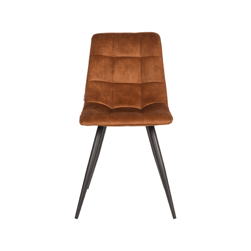 Eetkamerstoel Jelt Oker Velours Zwart Metalen Frame 45x56x84 cm-Eetkamerstoelen-LABEL51