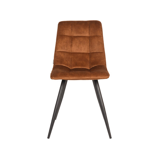 Eetkamerstoel Jelt Oker Velours Zwart Metalen Frame 45x56x84 cm-Eetkamerstoelen-LABEL51