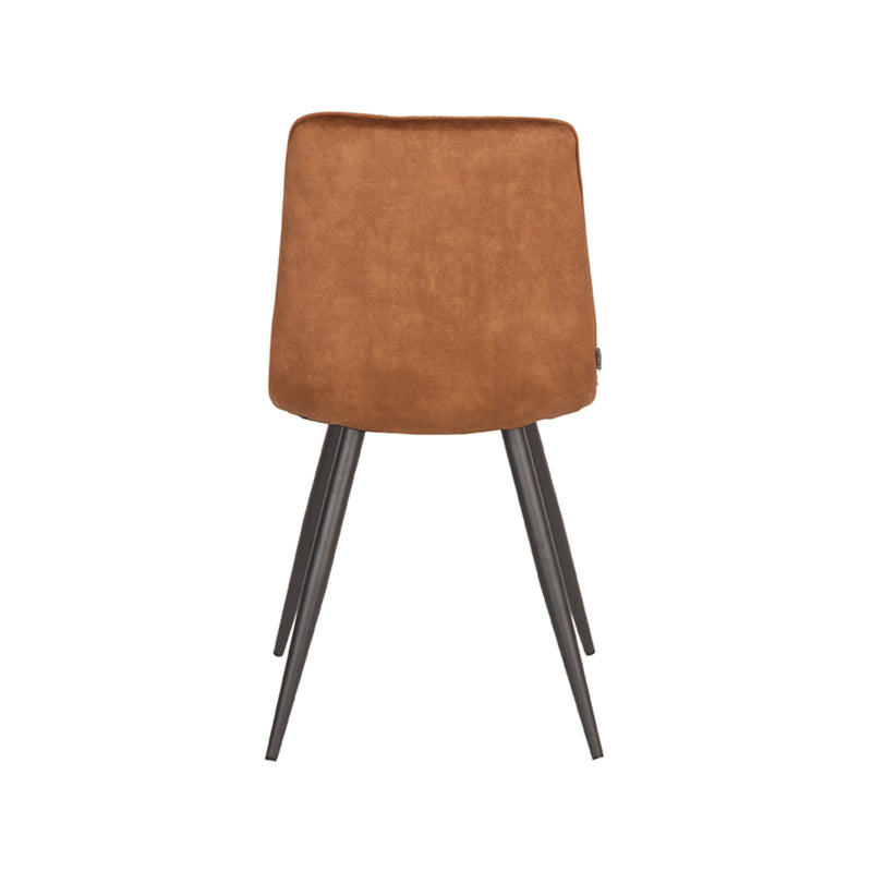 Eetkamerstoel Jelt Oker Velours Zwart Metalen Frame 45x56x84 cm-Eetkamerstoelen-LABEL51