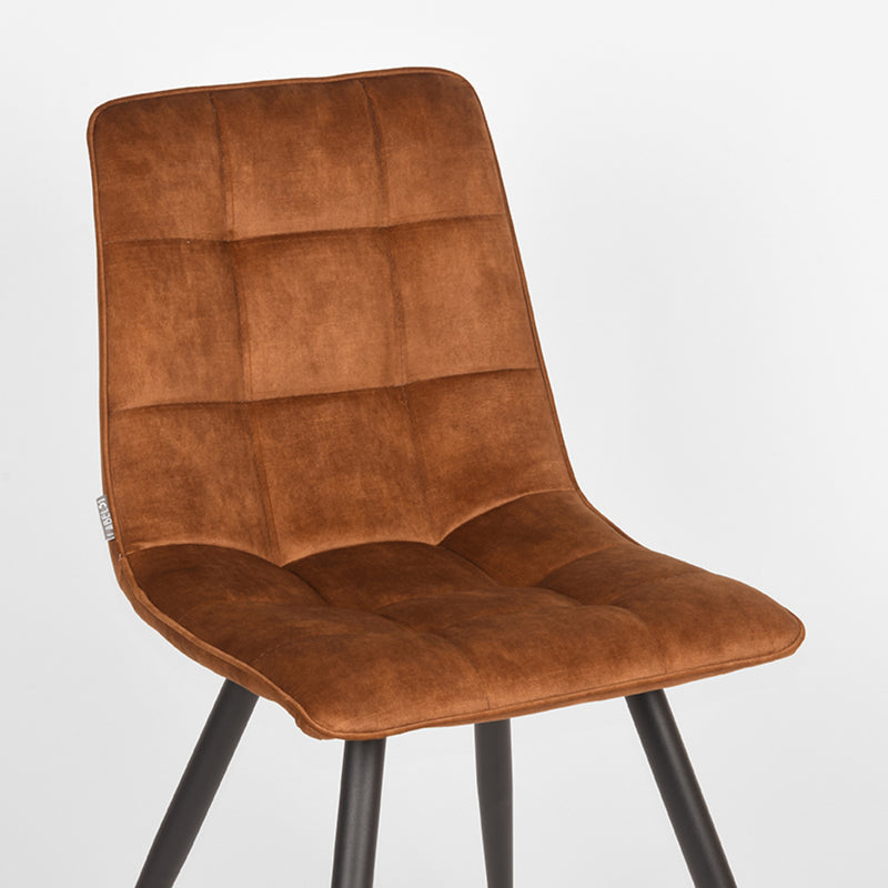 Eetkamerstoel Jelt Oker Velours Zwart Metalen Frame 45x56x84 cm-Eetkamerstoelen-LABEL51