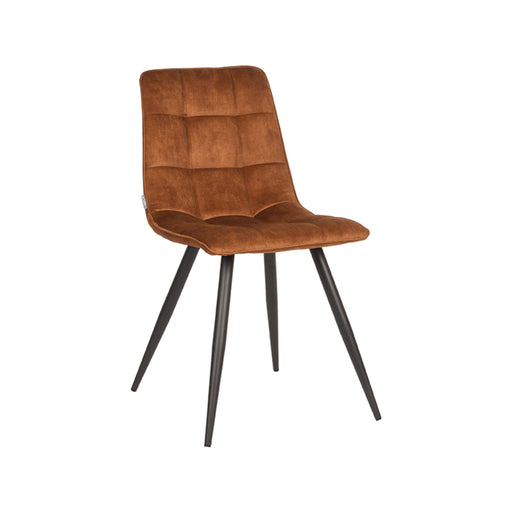 Eetkamerstoel Jelt Oker Velours Zwart Metalen Frame 45x56x84 cm-Eetkamerstoelen-LABEL51