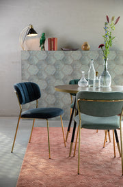 Eetkamerstoel Jolien Goud/dark Nylon en polyester Blauw 56x48 cm-Eetkamerstoelen-Creating Home