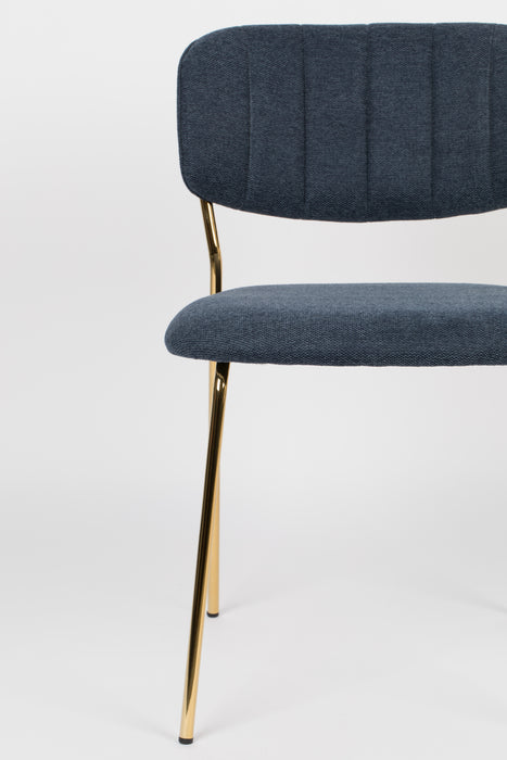 Eetkamerstoel Jolien Goud/dark Nylon en polyester Blauw 56x48 cm-Eetkamerstoelen-Creating Home