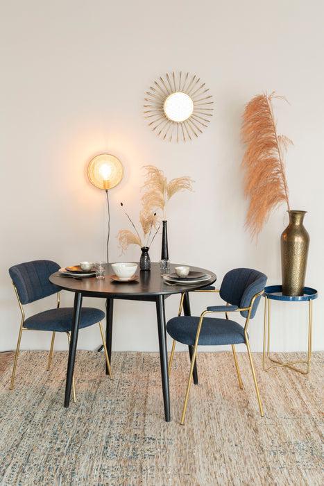 Eetkamerstoel Jolien Goud/dark Nylon en polyester Blauw 56x48 cm-Fauteuils-Creating Home