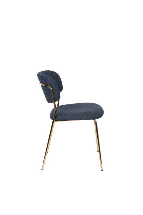 Eetkamerstoel Jolien Goud/dark Nylon en polyester Blauw 56x48 cm-Fauteuils-Creating Home
