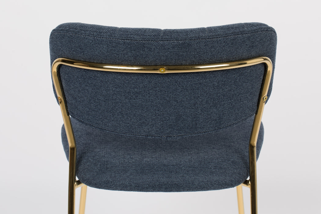 Eetkamerstoel Jolien Goud/dark Nylon en polyester Blauw 56x48 cm-Fauteuils-Creating Home