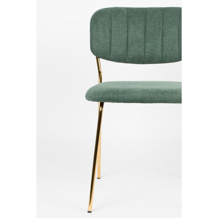 Eetkamerstoel Jolien Goud/dark Nylon en polyester Groen 56x48 cm-Eetkamerstoelen-Creating Home