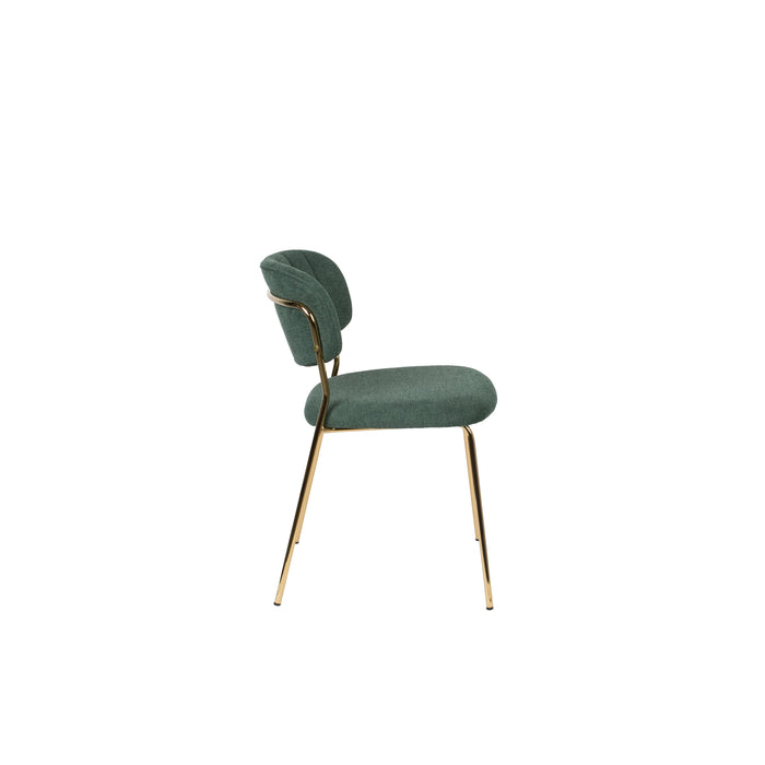 Eetkamerstoel Jolien Goud/dark Nylon en polyester Groen 56x48 cm-Eetkamerstoelen-Creating Home