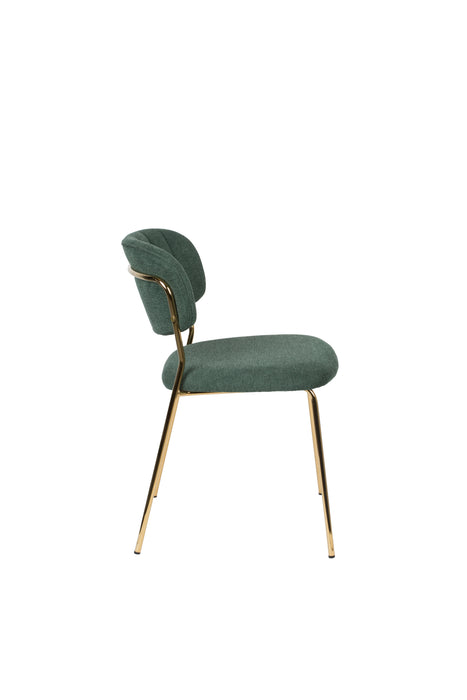 Eetkamerstoel Jolien Goud/dark Nylon en polyester Groen 56x48 cm-Fauteuils-Creating Home