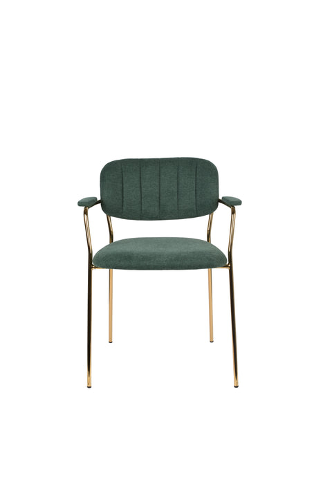 Eetkamerstoel Jolien Goud/dark Nylon en polyester Groen 56x61 cm-Eetkamerstoelen-Creating Home